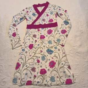 Tea Collection girls size 10 long sleeve tshirt dress pink & blue floral VGUC